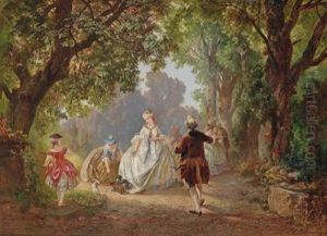 Marie Antoinette Beim Hundespiel Im Park Von Versaille by Ernst Erwin Oehme