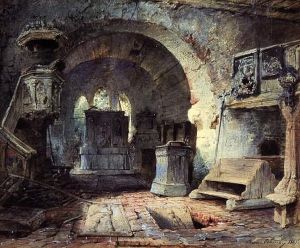 Blick In Eine Verfallene Kapelle by Ernst Erwin Oehme