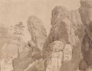 Sandstein-felsen Bei Rathen by Ernst Ferdinand Oehme