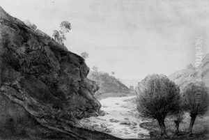 Sachsische Flusslandschaft. by Ernst Ferdinand Oehme