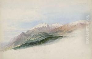An Alpine Landscape by Ernst Ferdinand Oehme