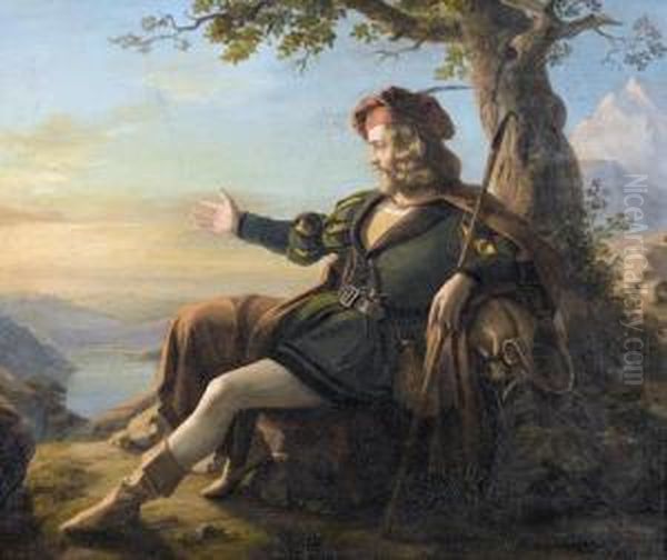Ein Wanderer Bei Abendbeleuchtung - view 1