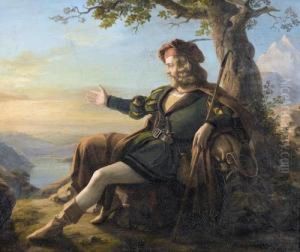 Ein Wanderer Bei Abendbeleuchtung by Clara Oenicke
