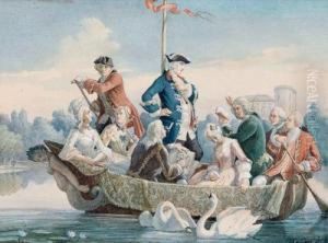 Prinz Heinrich Von Preussen In Eleganter Gesellschaft In Einem Bad Vor Schlos Rheinsberg