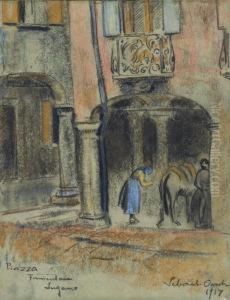 Piazza In Lugano by Albert Sebastian Oesch