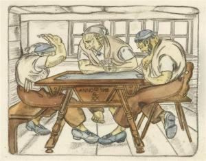 Alpine Herdsmen Playing Cards by Albert Sebastian Oesch