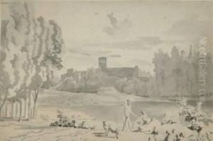 Sudliche Landschaft Mit Hirten by Adam Friedrich Oeser