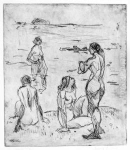 Vier Frauen Am Strand