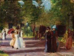 A Stroll In Central Park by George Ferdinand Of