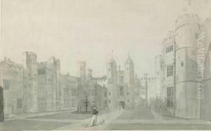 Cowdray House, View Of The West Front; And Cowdray House, The Courtyard by James, Snr, Lewes Of Lambert
