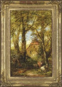 Cattle In A Wooded Glade by Walter Williams Of Plymouth
