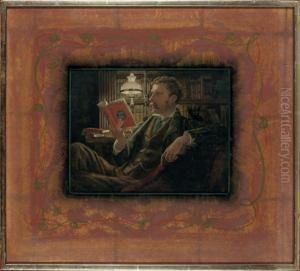 A Gentleman Reading By Lamplight by Duchess Marion Marg. Violet Of Rutland