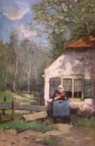 Woman Before A Cottage by Tony Lodewijk George Offermans