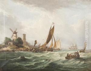 Schiffe Vor Derhollandischen Kuste by John Clinton Ogilvie