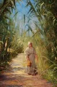 A Woman Walkingthrough A Sugar Plantation