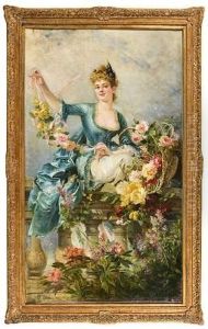 Elegante Dans Un Jardin Fleuri. by Federico Olaria