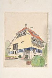 An Important Original Design For Olbrich's House, Mathildenhohe, Darmstadt by Joseph Maria Olbrich