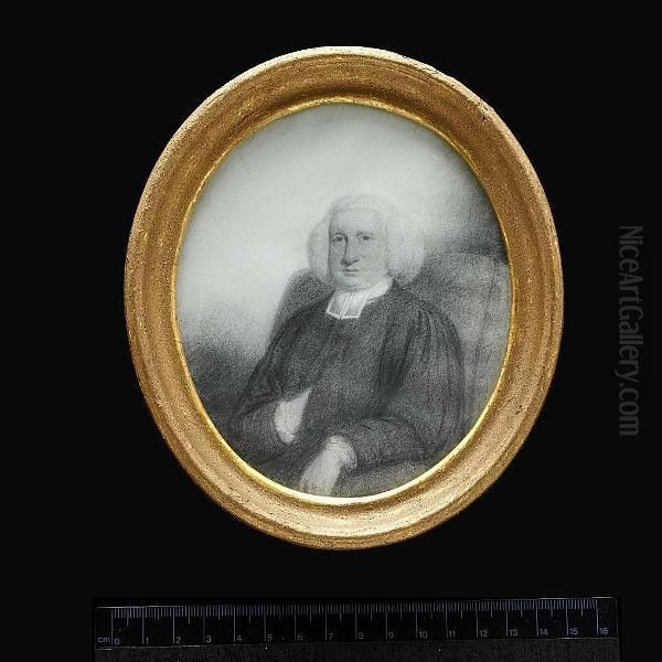 Dr. Lowry Of Queen's College, Oxford, Seated, Wearing Black Robes, White Bands And Powdered Bag Wig, His Right Hand Tucked Inside His Robes. - view 1