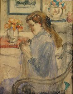 Portret Van De Dochter Van De Kunstenaar by Auguste Oleffe