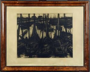 Barques Au Port by Auguste Oleffe