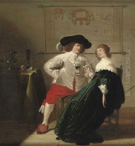 An Interior With A Man Drinking And A Woman Smoking A Pipe An Interior With A Man Drinking And A Woman Smoking A Pipe