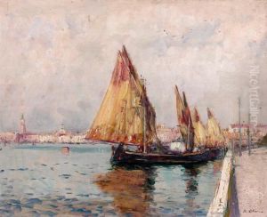 Voiliers Amarres A Venise by Jean-Baptiste Olive