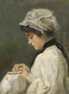 Girl Sewing by Jean Nutting Oliver