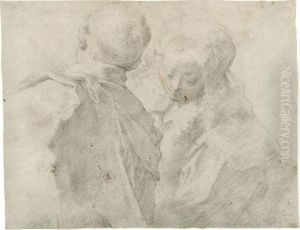 Recto: A Young Couple Leaning Towards Each Other, Seen Frombehind by Peter Oliver