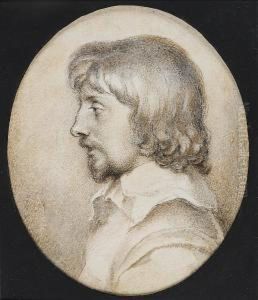 Self-portrait In Profile To The Left, Wearing Doublet And White Lawn Collar, With Moustache And Beard. by Peter Oliver