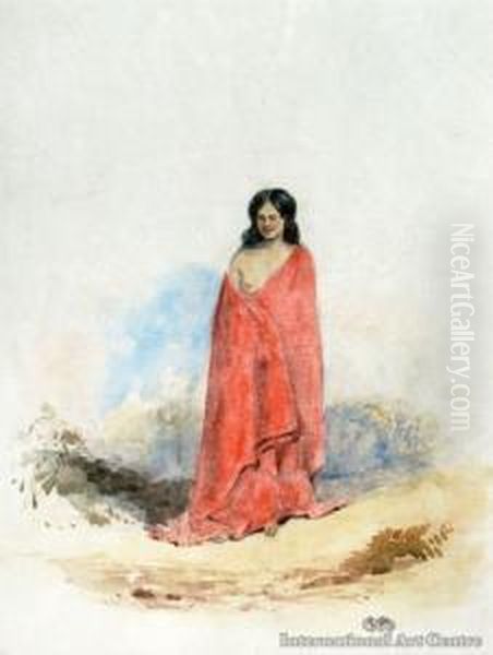 Maori Girl In Red Cloak - Circa 1850 - view 1
