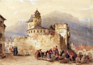 Spanish Castle With Numerous Figures