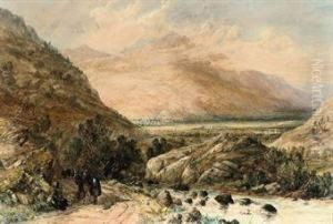 Travellers Pausing For A Rest In The Pyrenees by William Oliver