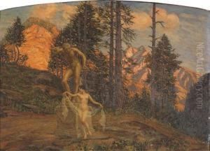 Ninfa Danzante Sotto La Statua Del Bosco by Ercole Olivetti