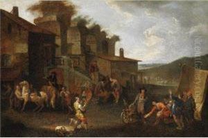 Scena Popolare Tra Rovine Antiche by Pietro Domenico Oliviero