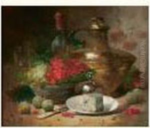 Nature Morte Aux Groseilles, Aux Prunes Et Au Cuivre by Augustin J. Ollivier