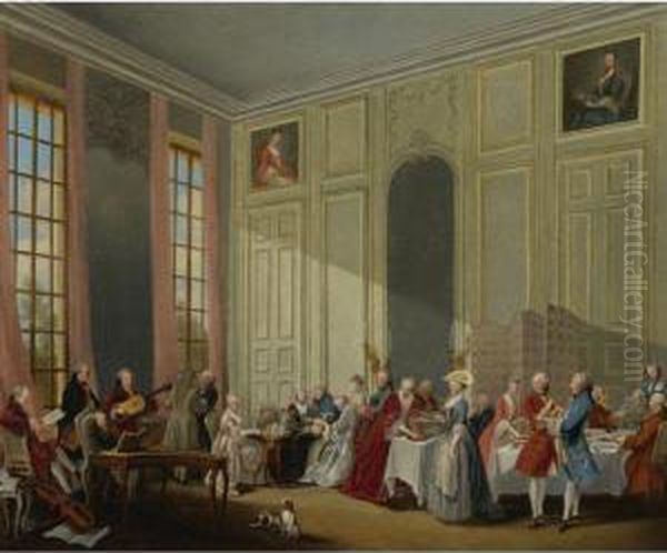 Mozart Giving A Concert In The 'salon Des Quatre-glaces Au Palaisdutemple' - view 1
