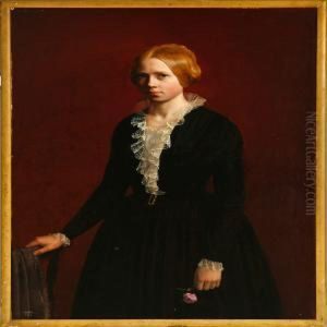 A Young Woman Holding A Rose by Henrik Olrik