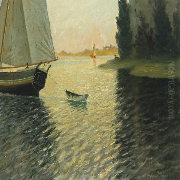 Landscape With Sailing Boat On The Fiord - view 1