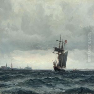 Schooner Off Kronborg by Christian Benjamin Olsen
