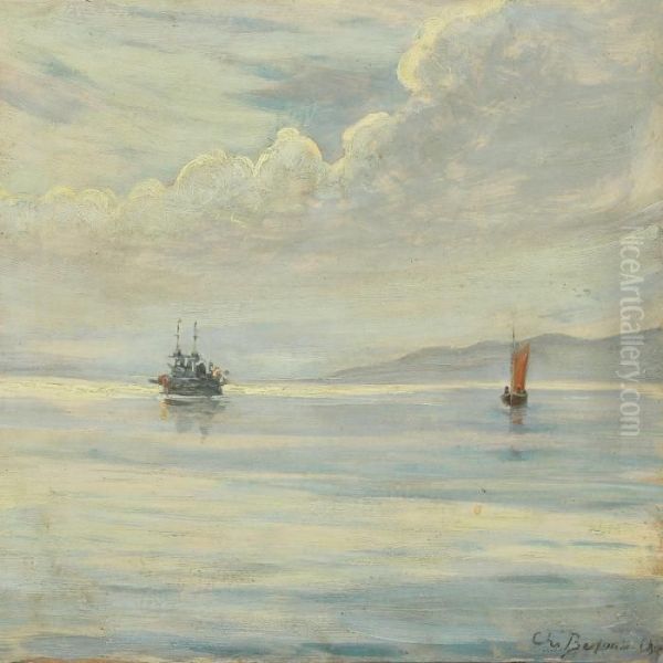 Seascape With Sailing And Motor Ships - view 1
