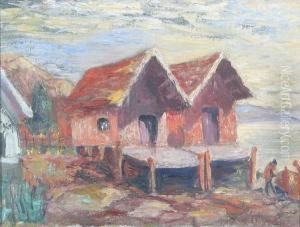 Fishing Shacks By A Wharf by Ragnar Olson