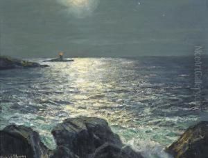 A Lighthouse At Dusk by Julius Olsson