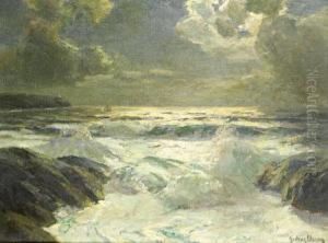 The Rushing Tide At The Lizard, Cornwall by Julius Olsson