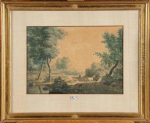Vacher Et Ses Animaux Sur Un Chemin De Campagne by Balthasar Paul Ommeganck