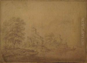 Landscape By A River With Peasants by Balthasar Paul Ommeganck