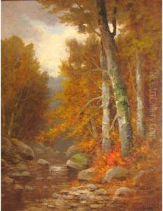 Forest Stream In Autumn by William Ongley