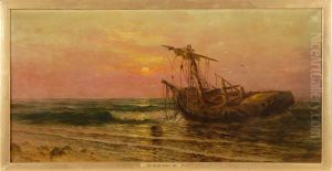 Shipwreck At Sunset. by William Ongley