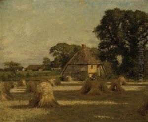 Hay Stooks, Early Evening