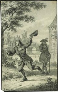 A Series Of Twenty Designs For Book Illustrations With Historicalscenes Including Scenes Of War, In Towns, Whaling, Interiors,jungle, Earthquake, And Marine Scenes by Haatje Pieters Oosterhuys