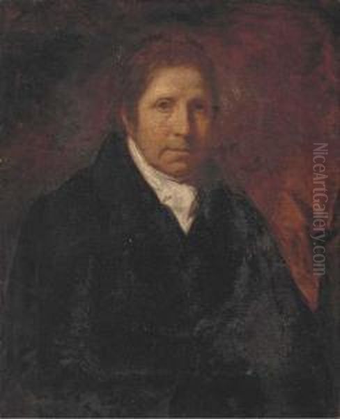 Portrait Of Edward Opie Of St. Agnes, Half-length, In A Black Coat,before A Red Curtain - view 1